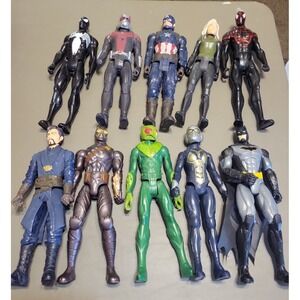 Mixed Lot Of Action Figures Toys 12" Spiderman Batman Foes etc...